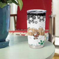 Jordan Christmas Tumbler Cup with Santa Snow Village Green and Black Snowflake Tree Pattern - Wonder Print Shop