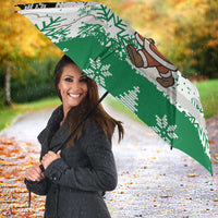 Jordan Christmas Umbrella with Santa Snow Village Green and Black Snowflake Tree Pattern - Wonder Print Shop