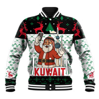 Kuwait Christmas Baseball Jacket with Santa Taking Selfie Kuwait Towers Reindeer and Snowflake - Wonder Print Shop