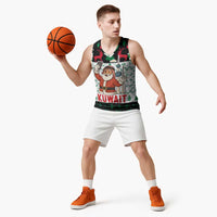 Kuwait Christmas Basketball Jersey with Santa Taking Selfie Kuwait Towers Reindeer and Snowflake - Wonder Print Shop