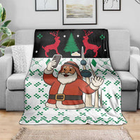 Kuwait Christmas Blanket with Santa Taking Selfie Kuwait Towers Reindeer and Snowflake - Wonder Print Shop