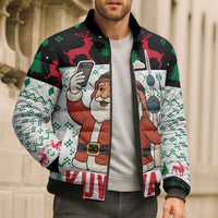 Kuwait Christmas Bomber Puffer Jacket with Santa Taking Selfie Kuwait Towers Reindeer and Snowflake - Wonder Print Shop