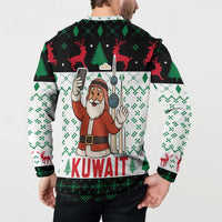 Kuwait Christmas Button Sweatshirt with Santa Taking Selfie Kuwait Towers Reindeer and Snowflake - Wonder Print Shop