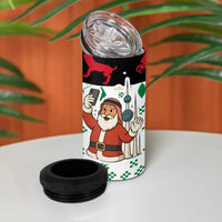 Kuwait Christmas 4 in 1 Can Cooler Tumbler with Santa Taking Selfie Kuwait Towers Reindeer and Snowflake - Wonder Print Shop