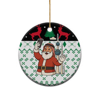 Kuwait Christmas Ceramic Ornament with Santa Taking Selfie Kuwait Towers Reindeer and Snowflake - Wonder Print Shop