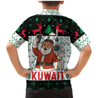 Kuwait Christmas Family Matching Mermaid Dress and Hawaiian Shirt with Santa Taking Selfie Kuwait Towers Reindeer and Snowflake - Wonder Print Shop