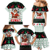 Kuwait Christmas Family Matching Mermaid Dress and Hawaiian Shirt with Santa Taking Selfie Kuwait Towers Reindeer and Snowflake - Wonder Print Shop