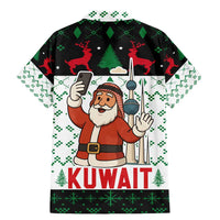 Kuwait Christmas Family Matching Mermaid Dress and Hawaiian Shirt with Santa Taking Selfie Kuwait Towers Reindeer and Snowflake - Wonder Print Shop