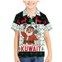 Kuwait Christmas Family Matching Mermaid Dress and Hawaiian Shirt with Santa Taking Selfie Kuwait Towers Reindeer and Snowflake - Wonder Print Shop