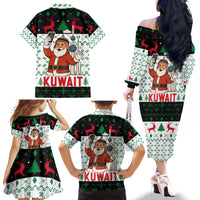 Kuwait Christmas Family Matching Off The Shoulder Long Sleeve Dress and Hawaiian Shirt with Santa Taking Selfie Kuwait Towers Reindeer and Snowflake - Wonder Print Shop