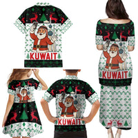 Kuwait Christmas Family Matching Puletasi and Hawaiian Shirt with Santa Taking Selfie Kuwait Towers Reindeer and Snowflake - Wonder Print Shop