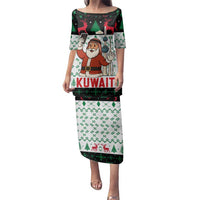 Kuwait Christmas Family Matching Puletasi and Hawaiian Shirt with Santa Taking Selfie Kuwait Towers Reindeer and Snowflake - Wonder Print Shop