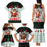 Kuwait Christmas Family Matching Tank Maxi Dress and Hawaiian Shirt with Santa Taking Selfie Kuwait Towers Reindeer and Snowflake - Wonder Print Shop