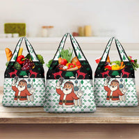 Kuwait Christmas Grocery Bag with Santa Taking Selfie Kuwait Towers Reindeer and Snowflake - Wonder Print Shop