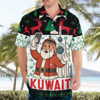 Kuwait Christmas Hawaiian Shirt with Santa Taking Selfie Kuwait Towers Reindeer and Snowflake - Wonder Print Shop