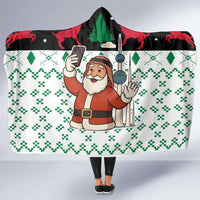Kuwait Christmas Hooded Blanket with Santa Taking Selfie Kuwait Towers Reindeer and Snowflake - Wonder Print Shop