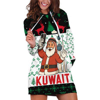 Kuwait Christmas Hoodie Dress with Santa Taking Selfie Kuwait Towers Reindeer and Snowflake - Wonder Print Shop