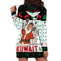 Kuwait Christmas Hoodie Dress with Santa Taking Selfie Kuwait Towers Reindeer and Snowflake - Wonder Print Shop