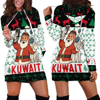 Kuwait Christmas Hoodie Dress with Santa Taking Selfie Kuwait Towers Reindeer and Snowflake - Wonder Print Shop