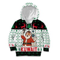 Kuwait Christmas Kid Hoodie with Santa Taking Selfie Kuwait Towers Reindeer and Snowflake - Wonder Print Shop