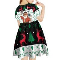 Kuwait Christmas Kid Short Sleeve Dress with Santa Taking Selfie Kuwait Towers Reindeer and Snowflake - Wonder Print Shop