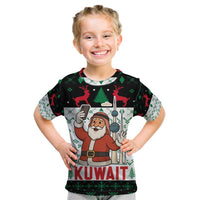 Kuwait Christmas Kid T Shirt with Santa Taking Selfie Kuwait Towers Reindeer and Snowflake - Wonder Print Shop