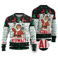 Kuwait Christmas Ugly Christmas Sweater with Santa Taking Selfie Kuwait Towers Reindeer and Snowflake - Wonder Print Shop