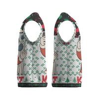 Kuwait Christmas Knitted V-Neck Vest with Santa Taking Selfie Kuwait Towers Reindeer and Snowflake - Wonder Print Shop