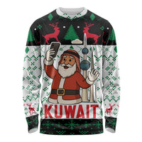 Kuwait Christmas Long Sleeve Shirt with Santa Taking Selfie Kuwait Towers Reindeer and Snowflake - Wonder Print Shop