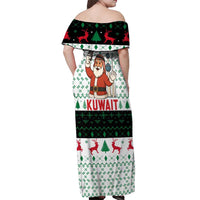 Kuwait Christmas Off Shoulder Maxi Dress with Santa Taking Selfie Kuwait Towers Reindeer and Snowflake - Wonder Print Shop