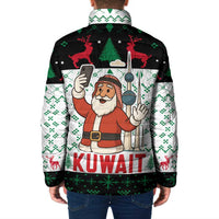 Kuwait Christmas Padded Jacket with Santa Taking Selfie Kuwait Towers Reindeer and Snowflake - Wonder Print Shop