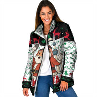 Kuwait Christmas Padded Jacket with Santa Taking Selfie Kuwait Towers Reindeer and Snowflake - Wonder Print Shop