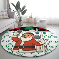 Kuwait Christmas Round Carpet with Santa Taking Selfie Kuwait Towers Reindeer and Snowflake - Wonder Print Shop
