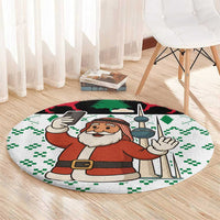 Kuwait Christmas Round Carpet with Santa Taking Selfie Kuwait Towers Reindeer and Snowflake - Wonder Print Shop