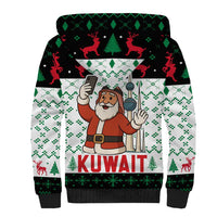 Kuwait Christmas Sherpa Hoodie with Santa Taking Selfie Kuwait Towers Reindeer and Snowflake - Wonder Print Shop