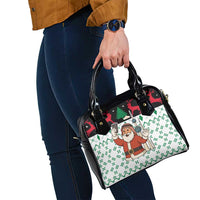 Kuwait Christmas Shoulder Handbag with Santa Taking Selfie Kuwait Towers Reindeer and Snowflake - Wonder Print Shop