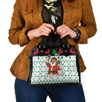 Kuwait Christmas Shoulder Handbag with Santa Taking Selfie Kuwait Towers Reindeer and Snowflake - Wonder Print Shop