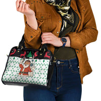Kuwait Christmas Shoulder Handbag with Santa Taking Selfie Kuwait Towers Reindeer and Snowflake - Wonder Print Shop