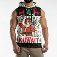 Kuwait Christmas Sleeveless Hoodie with Santa Taking Selfie Kuwait Towers Reindeer and Snowflake - Wonder Print Shop