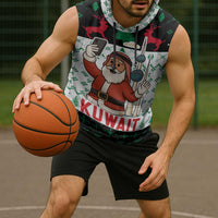 Kuwait Christmas Sleeveless Hoodie with Santa Taking Selfie Kuwait Towers Reindeer and Snowflake - Wonder Print Shop