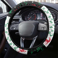 Kuwait Christmas Steering Wheel Cover with Santa Taking Selfie Kuwait Towers Reindeer and Snowflake - Wonder Print Shop