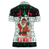 Kuwait Christmas Women Polo Shirt with Santa Taking Selfie Kuwait Towers Reindeer and Snowflake - Wonder Print Shop