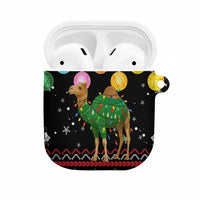 Kuwait Christmas AirPods Case with Camel in Festive Ornaments Snowflakes and Green Red - Wonder Print Shop