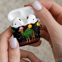 Kuwait Christmas AirPods Case with Camel in Festive Ornaments Snowflakes and Green Red - Wonder Print Shop