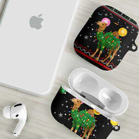 Kuwait Christmas AirPods Case with Camel in Festive Ornaments Snowflakes and Green Red - Wonder Print Shop
