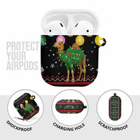 Kuwait Christmas AirPods Case with Camel in Festive Ornaments Snowflakes and Green Red - Wonder Print Shop