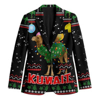 Kuwait Christmas Blazer with Camel in Festive Ornaments Snowflakes and Green Red - Wonder Print Shop