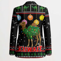 Kuwait Christmas Blazer with Camel in Festive Ornaments Snowflakes and Green Red - Wonder Print Shop