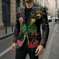 Kuwait Christmas Blazer with Camel in Festive Ornaments Snowflakes and Green Red - Wonder Print Shop