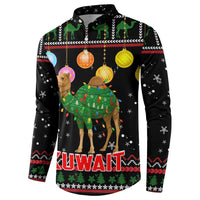 Kuwait Christmas Button Sweatshirt with Camel in Festive Ornaments Snowflakes and Green Red - Wonder Print Shop